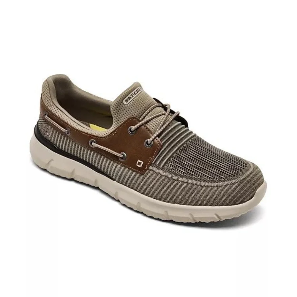 Skechers‎ Del Retto Slip on Men's Wide Fit Boat Shoes Sneakers Taupe Brown 11